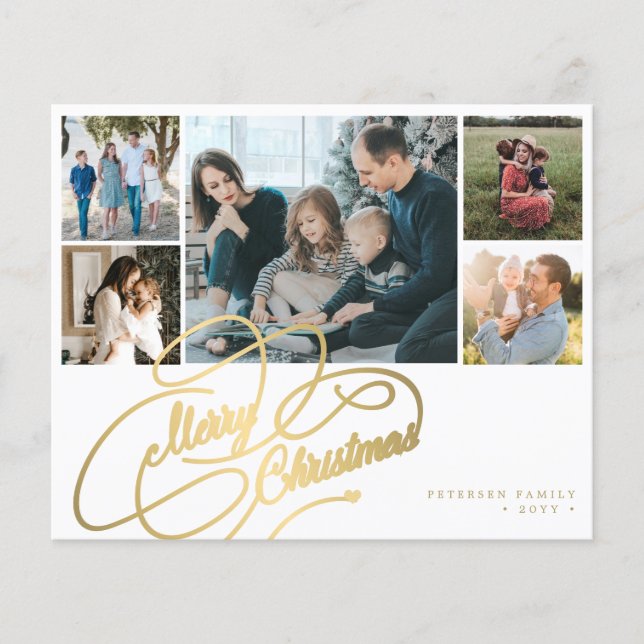 Cartão de Feriado de Colagem de 5 Fotos do BUDGET  (Frente)