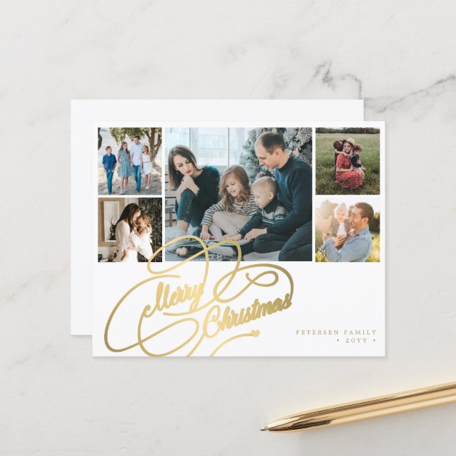 Cartão de Feriado de Colagem de 5 Fotos do BUDGET  (Frente/Verso In Situ)