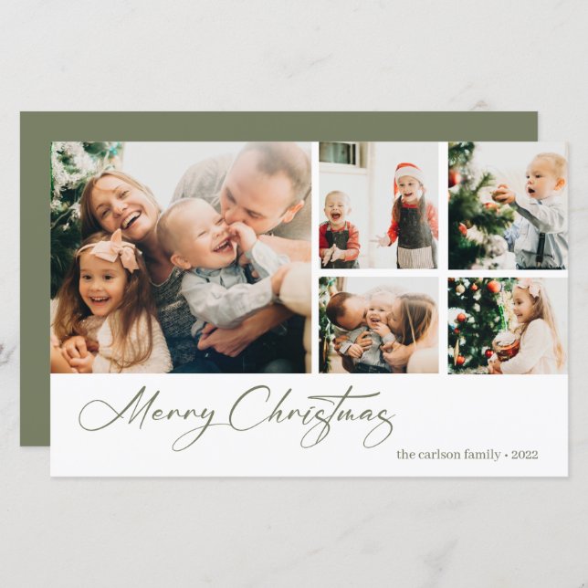 Cartão de Feriado de Colagem de Foto de Natal de O (Frente/Verso)