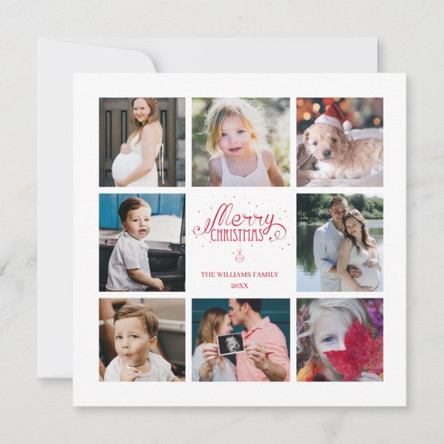 Cartão de Feriado de Colagem de Fotos para o Ano e (Frente)