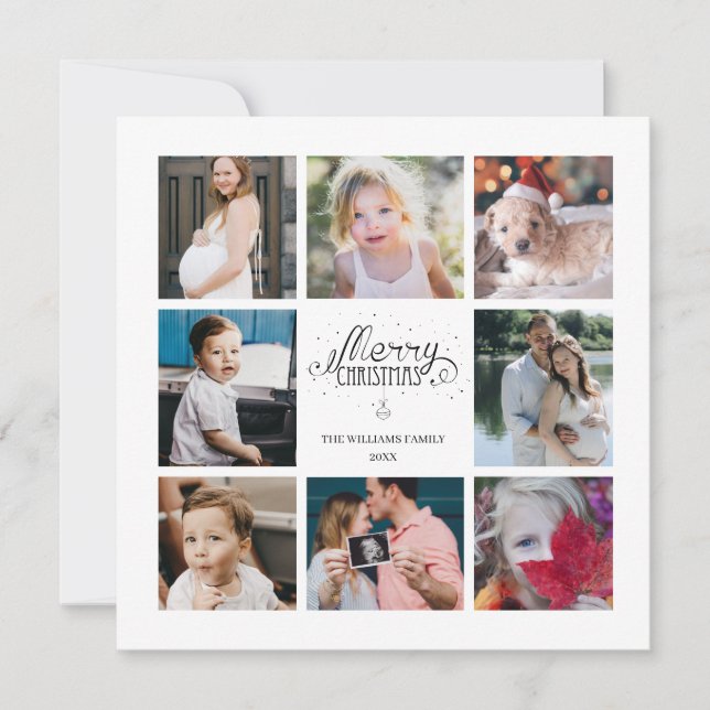 Cartão de Feriado de Colagem de Fotos para o Ano e (Frente)