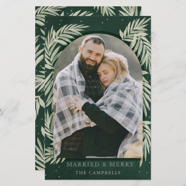 Cartão de Feriado de Feliz verde prata verde de or (Frente/Verso)