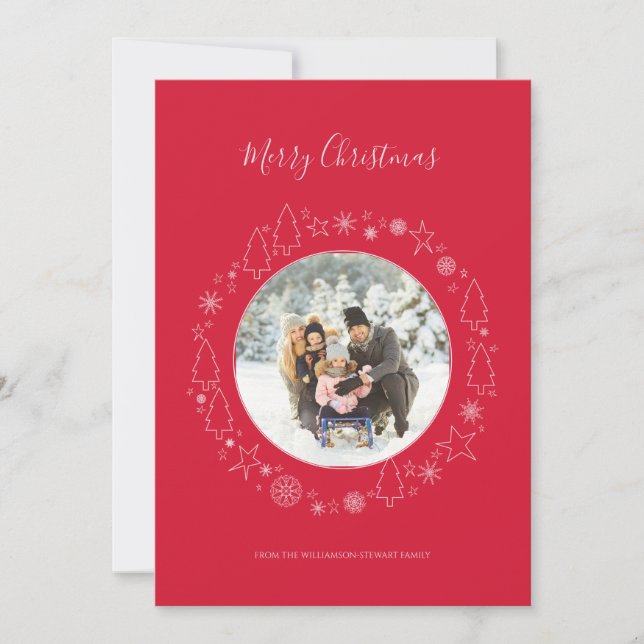 Cartão de Feriado de Feriado de Foto Rosa Elegante (Frente)