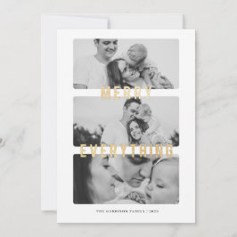 Cartão de Feriado de Folha Ouro para feliz Tudo