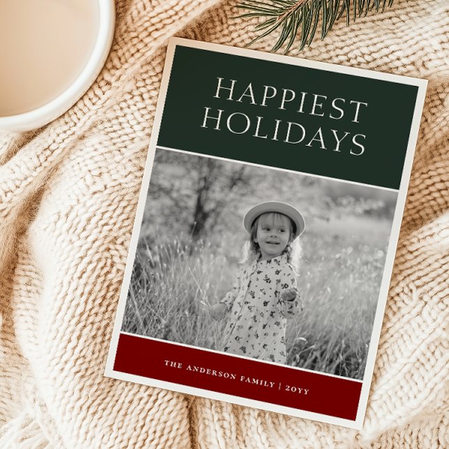 Cartão de Feriado de Foto Colorblock (Criador carregado)