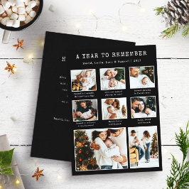 Cartão de Feriado de Foto de Ano Novo Preto