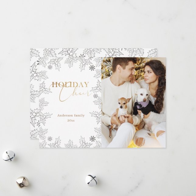 Cartão de Feriado de Foto Dourada Foto Wonder Wint (Frente/Verso In Situ)