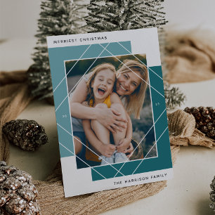 Cartão de Feriado de Foto Geo Colorblock