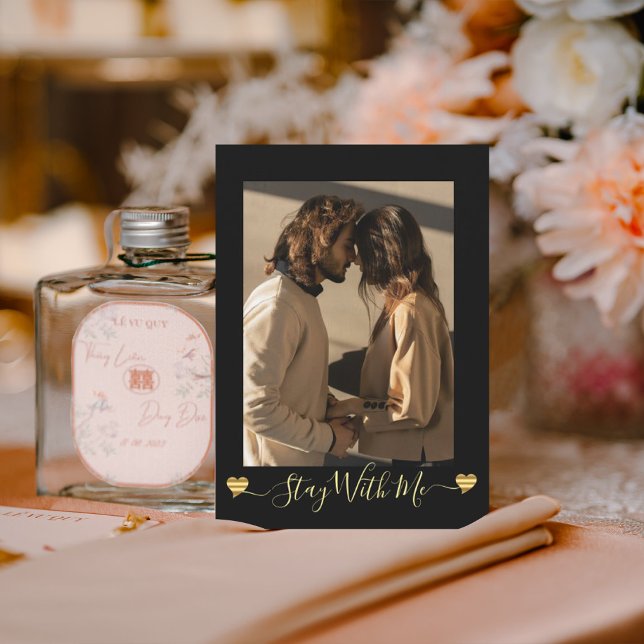 Cartão de Feriado de Foto Preto para Corações Dour (Criador carregado)