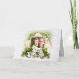 Cartão de Feriado de Foto Vintage da Pine de Natal
