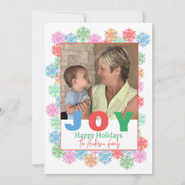 Cartão de Feriado de Fotografia Colorida Snowflake