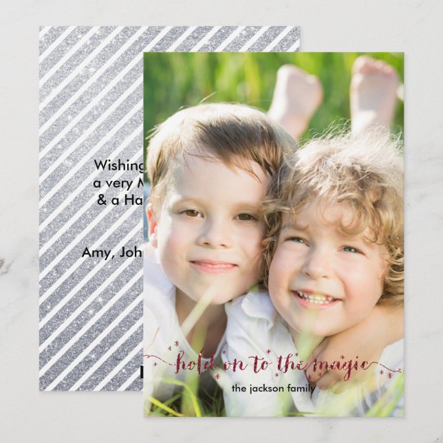 Cartão de Feriado de Fotografia de Poeira Magic (Frente/Verso)