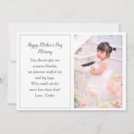 Cartão de Feriado de Fotografia do dia de as mães