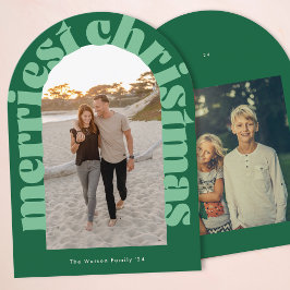 Cartão de Feriado de Fotografia Verde e Merriest R