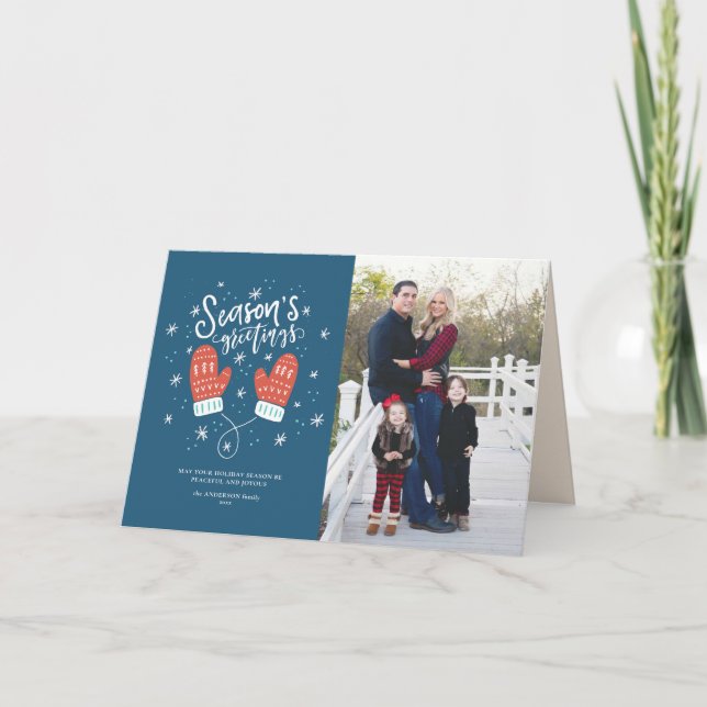 Cartão de Feriado de Natal do Hygge Mittens (Frente)