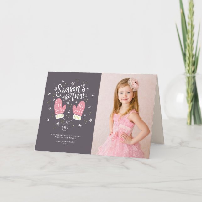 Cartão de Feriado de Natal do Hygge Mittens (Frente)