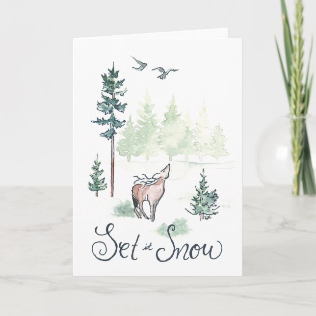 Cartão de Feriado de Natal em Watercolor (Frente)