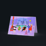 Cartão de Feriado de Natal Tropical<br><div class="desc">Este cartão de férias de Natal Tropical é festivo o suficiente para iluminar as perspectivas de férias de alguém! O design de desenho apresenta o tipo de festa de férias extremamente sofisticada que normalmente só é vista em filmes de Natal dos anos 60. Há uma sala de estar meio século...</div>