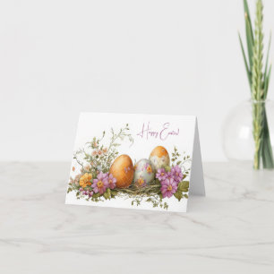 Cartão de Feriado de Ovos de Páscoa bonito com Aqu