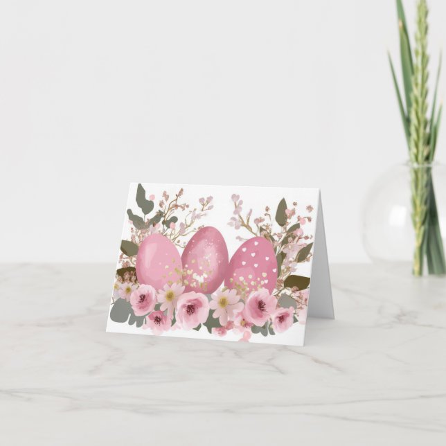 Cartão de Feriado de Ovos de Páscoa bonito com Aqu (Frente)