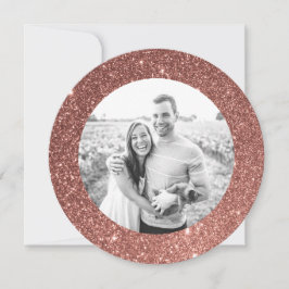 Cartão de Feriado de Quadro Glitter Dourado rosa