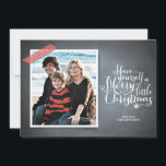 Cartão de Feriado de Script de Fita de Washington<br><div class="desc">Este convite à apresentação rusticidade é feito exclusivamente para Zazzle e é perfeito para uma saudação sazonal nostálgica mas moderna. Impressa fita "washi" em sotaque vermelho, sua foto com tipografia de script branco impressa em fundo de quadro. Adicione um Carimbo de Feriado de Envelopes de nossa extensa coleção de postagens...</div>