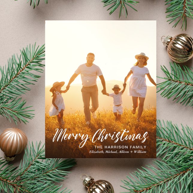 Cartão de Feriado de Sobreposição de Fotos do Scri (Share the love and warmth of the season with your personalized photo Christmas card)