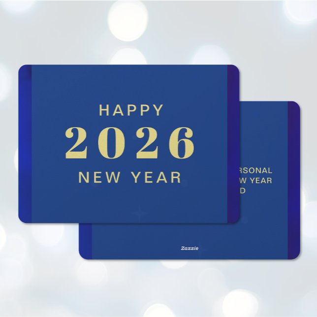 Cartão de Feriado de Texto Personalizado do feliz  (Happy New Year Custom Text Greeting Card (front and back))