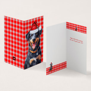 Cartão de Feriado de Xadrez Vermelha de Beauceron