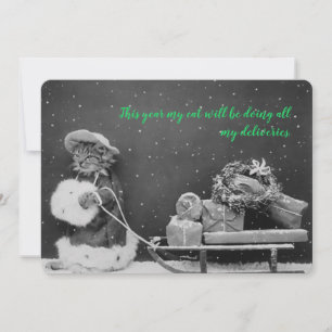 Cartão de Feriado do Vintage Cat Shopper