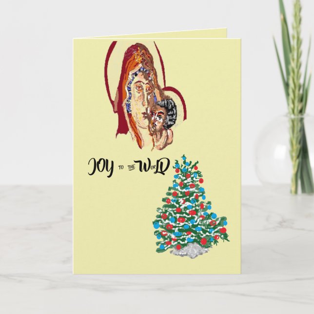 Cartão de Feriado Dobrado: Alegria para o Mundo (Frente)