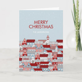 Cartão de Feriado Dobrado da Vila de Natal