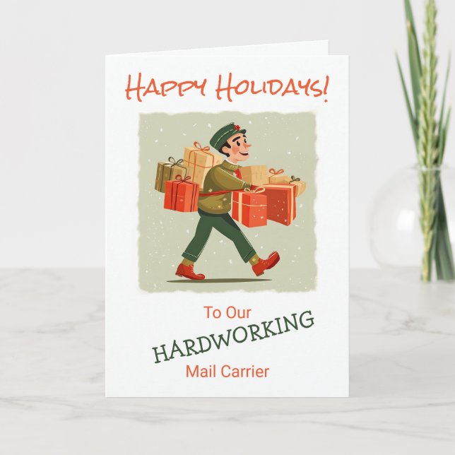 Cartão de Feriado Dobrado do Homem de Cartoon Retr (Frente)