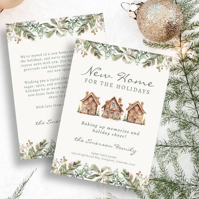 Cartão de Feriado Doméstico Gingerpão (Gingerbread Home Holiday Card
)