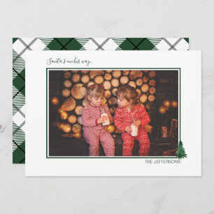 Cartão de Feriado Evergreen e de Xadrez Cóteo com