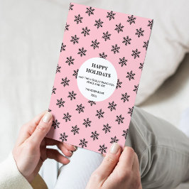 Cartão de Feriado Feliz de Neve Preto e Rosa