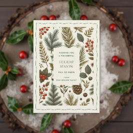 Cartão de Feriado Floral de Cores Aquáticas Vermel