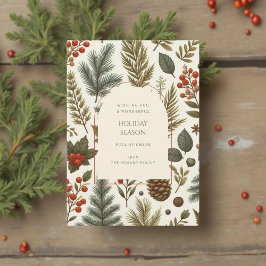 Cartão de Feriado Floral de Cores Aquáticas Vermel