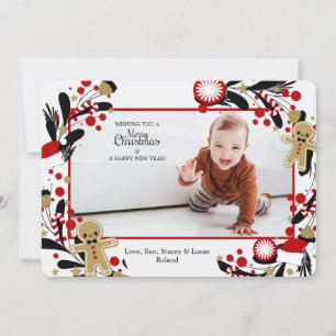 Cartão de Feriado Fotográfico do Gingerbread Men