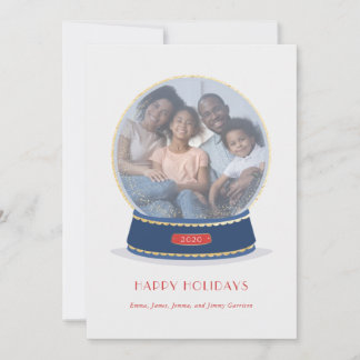 Cartão de Feriado Glimmer Globe de Neve Dourada