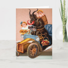 Cartão de Feriado Krampus para Condução Vintage