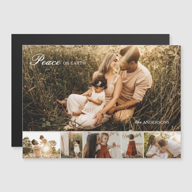 Cartão de Feriado Magnético Multifotográfico para  (Frente/Verso)