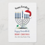 Cartão de Feriado Menorah e Santa Hat<br><div class="desc">Um cartão de Natal Hanukkah, com menorah e chapéu de Papai noel. Perfeito para a multidão "Holiday Season". Projetado por Rawpixel.com). Desenhado por Freepik). Projetado por Freepik). () A placa é fácil de personalizar com seu texto, fonte e cor da fonte.() Não exatamente o que você está procurando? Todos os...</div>