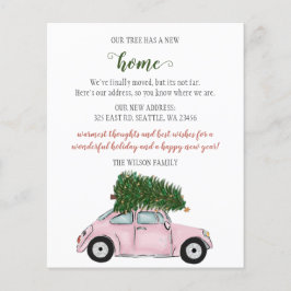 Cartão de Feriado Móvel de Árvore de Natal Rosa-Or