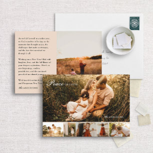 Cartão de Feriado Multifotográfico Clássico Peace 