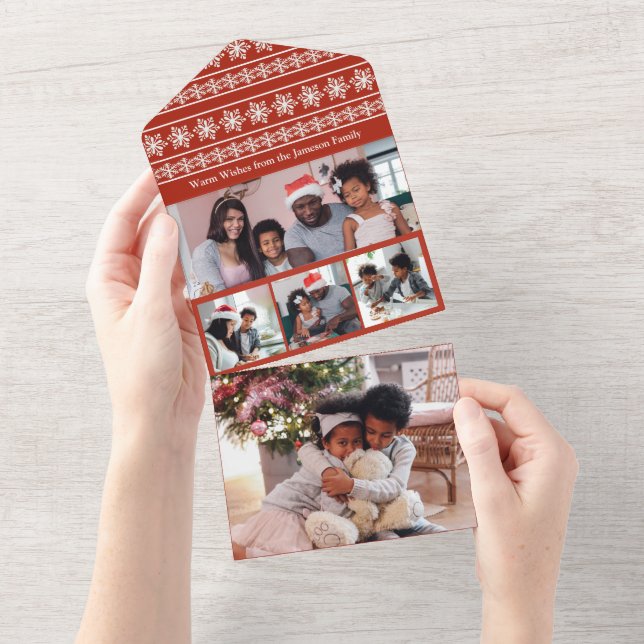Cartão de Feriado Multifotográfico do Sweater Cozy (Aba destacável)