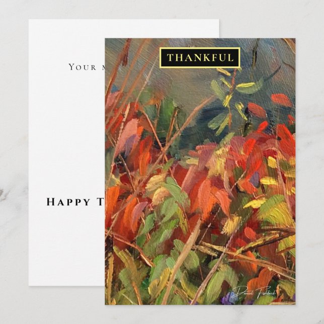 Cartão de Feriado Natural Vermelho Laranja (Frente/Verso)