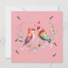 Cartão de feriado para aves de namorados bonitinha