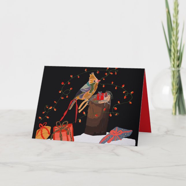 Cartão de feriado personalizável Birdie (Frente)