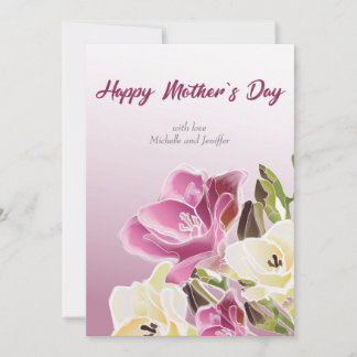 Cartão de Feriado Plana do Dia da Mãe de bonito Aq